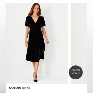Ann Taylor Black Velvet Wrap Dress (Size 2)